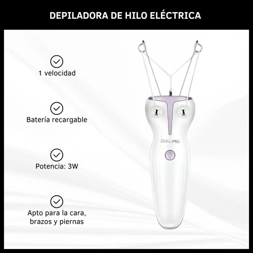 Depiladora De Hilo Eléctrica Recargable Vello Facial Rostro Y Cuerpo