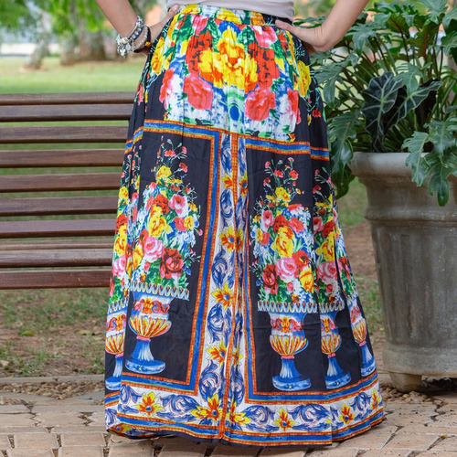 Imagem 4 de 6 de Saia Frida Preta Hippie Boho Indiana