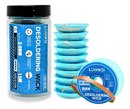 Kit Com 10 Fita Malhas Dessoldadora Lw-3015 3,0mm 150cm