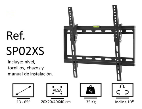 Soporte Fijo Con Inclinación Tv 32 A 65 Pulgadas