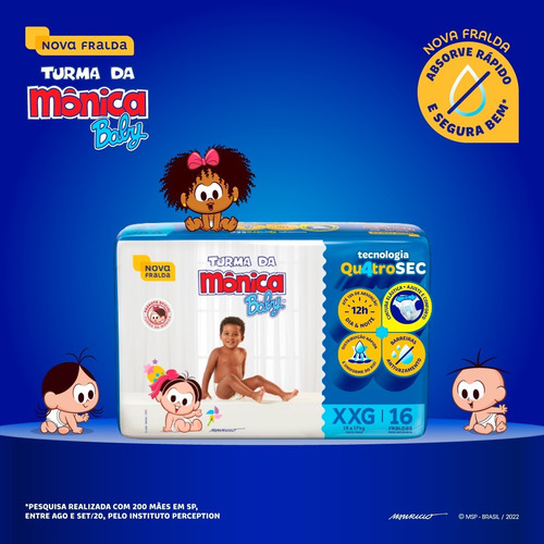 Imagem 3 de 8 de Kit Fralda Turma Da Mônica Jumbo Xxg 96un