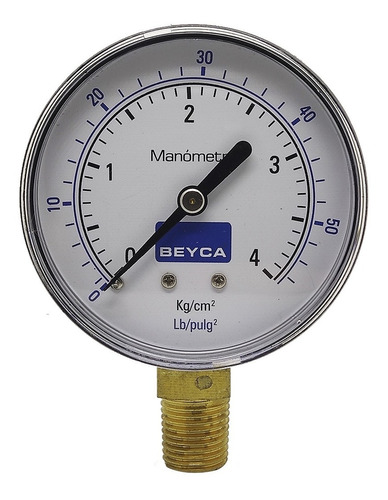 Manómetro 4 Kg 63mm Rosca 1/4 Inferior Gas Aire Agua Beyca