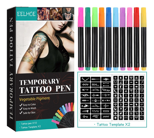 Kit Tatuajediy Tatuajes Temporales Mujer Pluma, Caja Fuerte