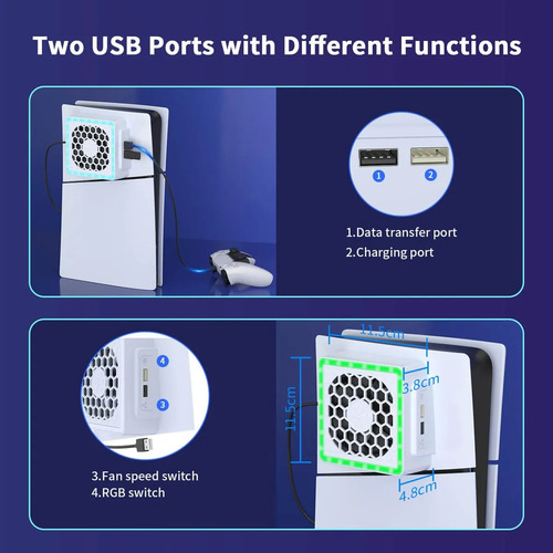 Ventilador De Refrigeración Para Ps5 Slim Con Luz Led