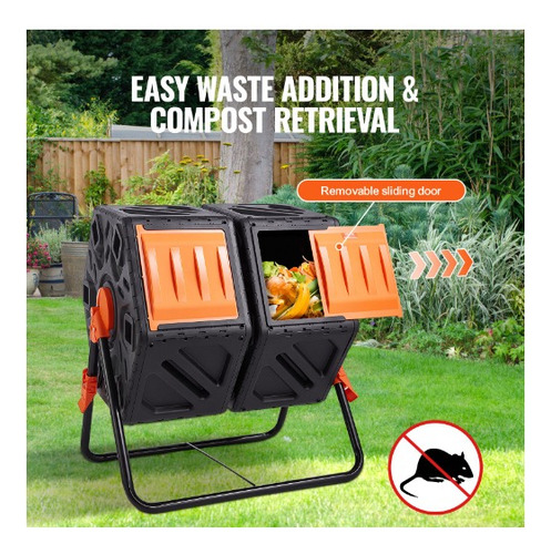 Compost Doble 37 Gal Alto Volumen Jardin Giratorio Sin Bpa