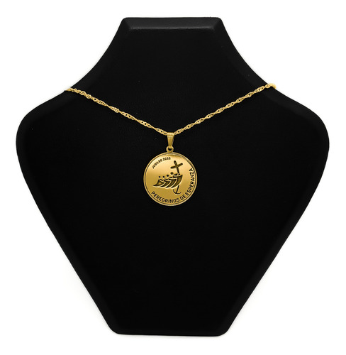 Cadena Y Dije Jubileo Peregrinos De Esperanza Oro 18k Oro 18k 45 Cm