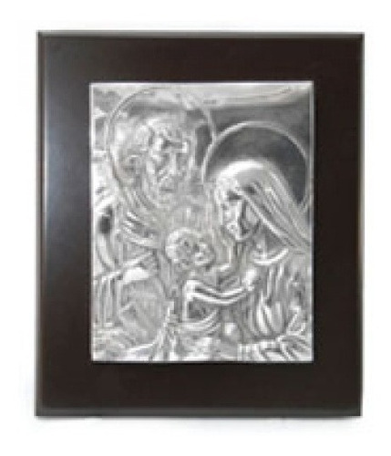 Sagrada Familia Imagen En Pewter Y Madera Colgadera 25 X 21