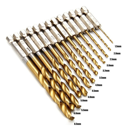 13pcs Taladro Broca Vástago Hexagonal De Acero De Alta
