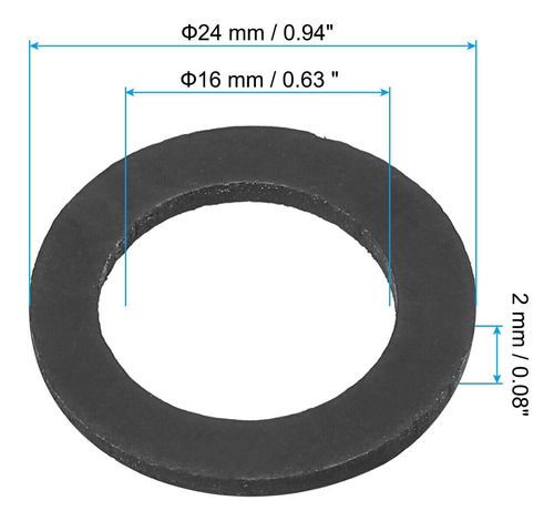 12pçs Arruela Plana De Borracha M16 16mm Id 24mm Od 2mm