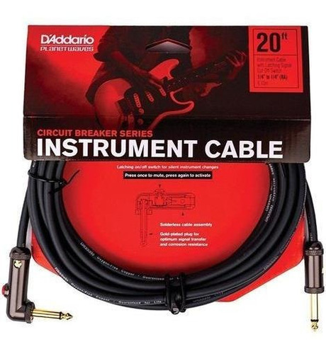 Cable P/guitarra 6m Interruptor Angular Daddario Pw-aglra-20