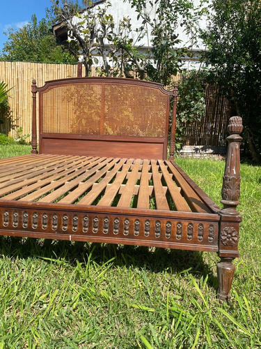 Cama Antigua C/esterilla Matrimonial Luis Xv Marrón Antigua Vintage Luis Xv (Usado)