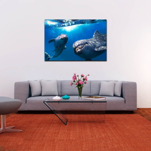 Cuadro Decorativo Canvas Paisaje De Delfines De 135x90 Cm