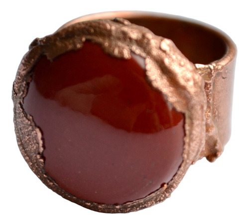 Jaspe Rojo, Anillo De Cobre, Piedra Natural, Joyeria Autor