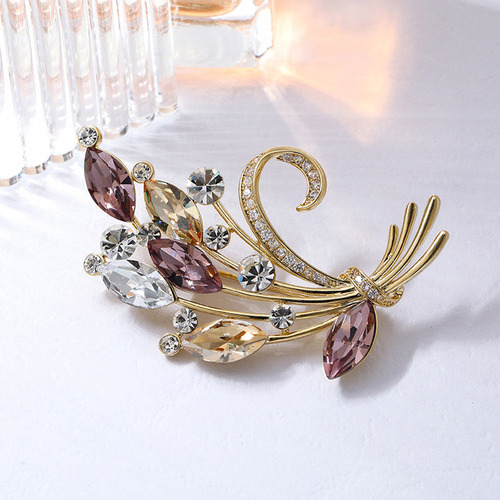 Xy Broche Ramo De Circonio En Color Con Incrustaciones