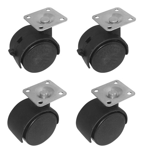 4 Ruedas Para Muebles Giratorias (2 Con Freno) 50mm Nylon