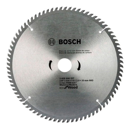 Disco Sierra Circular Bosch 254mm 10  80d Eco For Wood