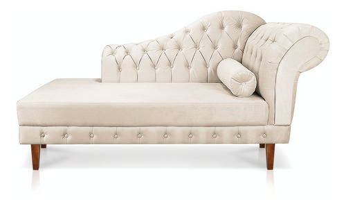 Divã Recamier Mônaco 165 Cm Suede Pés Chanfrado D'rossi Cor Bege