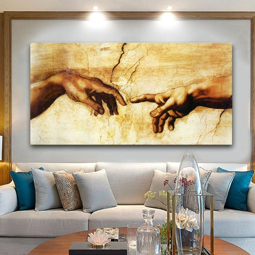Cuadro-creacion De Adan 1 -decorativo-ultra Hd 130x70cm.