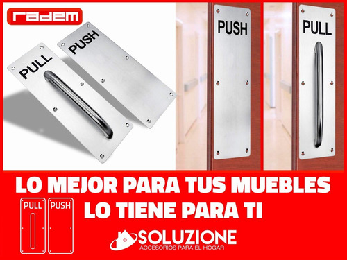 Imagen 7 de 10 de Placa Push Y Pull P/puertas Acero Inox 300 X 100mm Radem