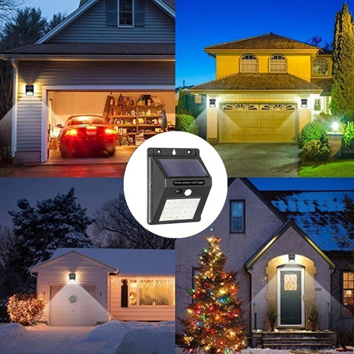 Imagen 3 de 10 de Aplique Reflector Led Panel Solar Con Sensor Movimiento 4w 20 Leds
