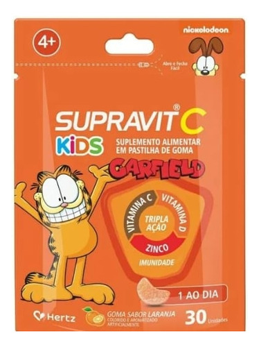 Supravit C Kids - Tripla Ação: Vitamina C Vitamina D Zinco Sabor Laranja