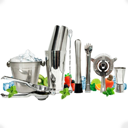 Kit Coqueteleira Boston 820 Ml Acessórios Inox Profissional
