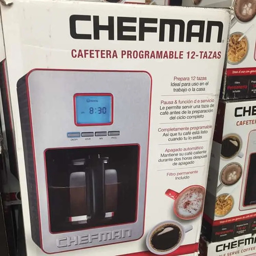 Cafetera 12 Tazas Chefman Programable Acero Inox Goteo | Meses sin intereses