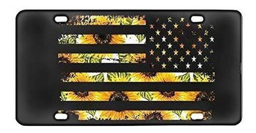 Marco - Vintage Sunflower American Flag Car License Plate Co