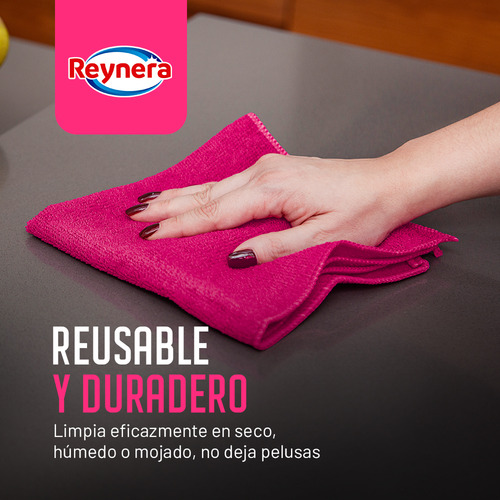 6 Piezas De Paños Microfibra Multiusos Limpieza Reynera Color Rosa