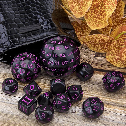 Juego De Rol Dados Austor Negro Y Púrpura