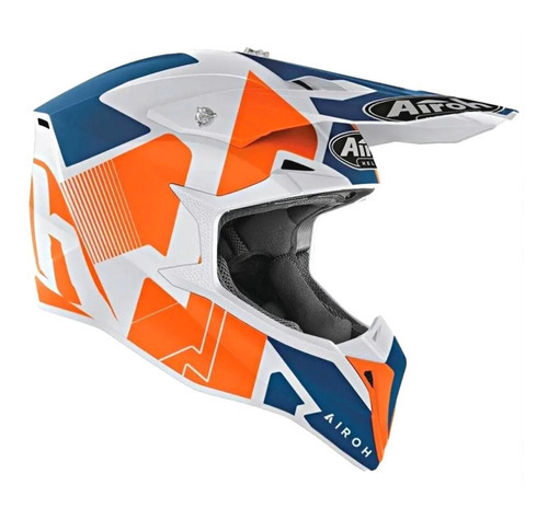 Capacete Airoh Wraap Raze Matt Laranja Azul Motocross Fxm Cor Laranja/Azul/Branco Tamanho do capacete 57-58