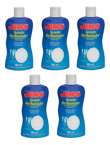 Kit 5 Jimo Secante Abrilhantador Louça 100ml Original
