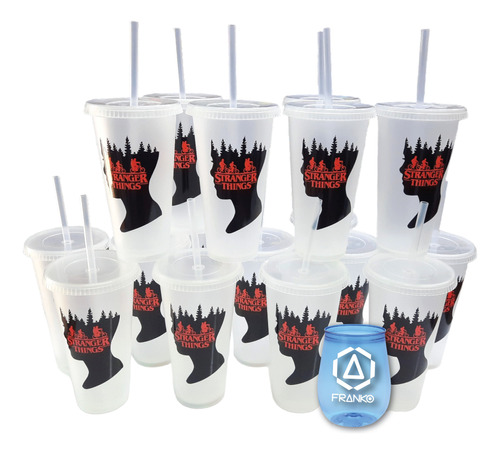 Vasos Decorados Stranger Things Con Popote 15 Pzas