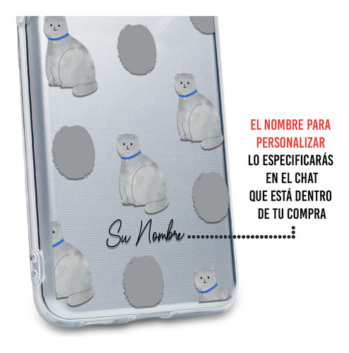 Funda Para LG Para Mujer Gatito Gris Con Personalizacion