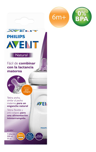 Mamadeira Anticólica 330ml Avent Com Bico 6m+ Pétala