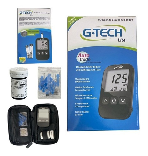 Dispositivo medidor de glucosa para diabetes G-tech Lite Complete Combo, color negro