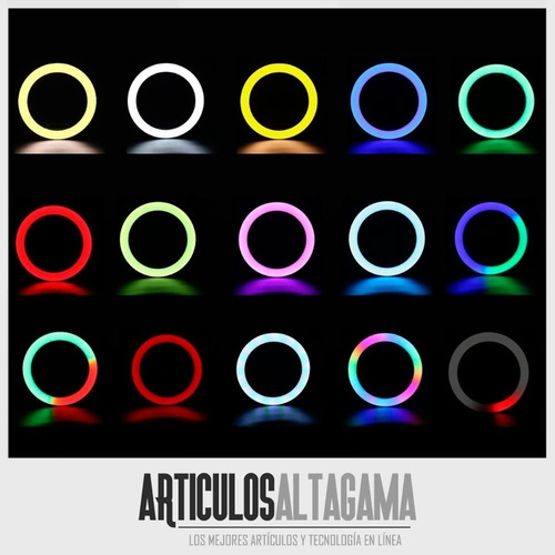Imagen 5 de 9 de Aro De Luz Rgb Led Flash 33 Cm Fotografía Selfie + Trípode