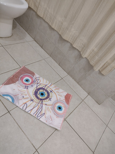 Alfombra De Toalla Para Baño - Diseños Varios Celeste Ojo