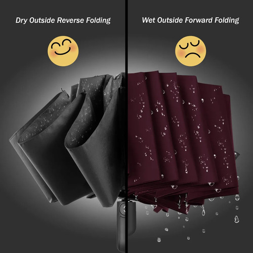 À Prova De Guarda-chuva Invertido Dobrável Preto