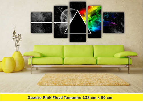 Imagem 2 de 5 de Quadro Decorativo Pink Floyd Banda Mosaico Com 5 Peças 001
