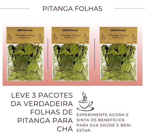 Kit 3pacotes Legítimo Chá Pitanga Folhas | Erva 100% Pura