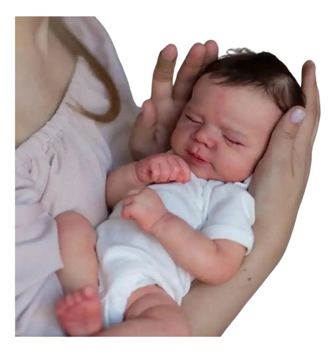 Bebê Reborn Realista Doll Olhos Fechados Com Cabelo Luan