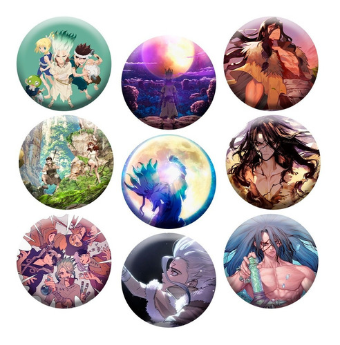 12 Pin Botón Anime Dr. Stone Personajes Variedad + Regalo