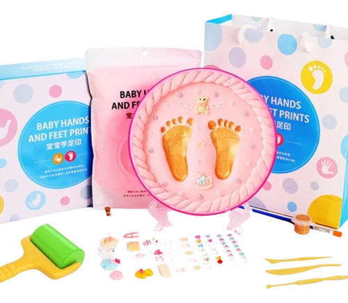 Kit Estampado Huellas Pies Manos Para Bebes Recordatorio