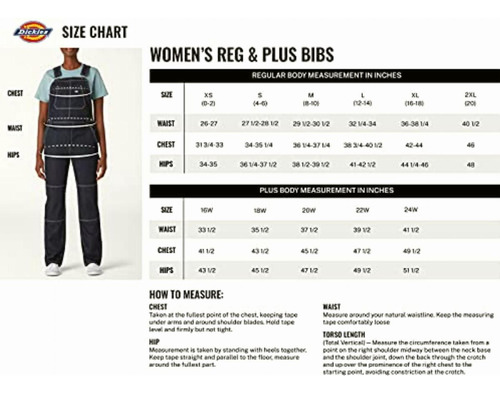 Dickies Overol Con Peto Doble Frontal Para Mujer, Negro