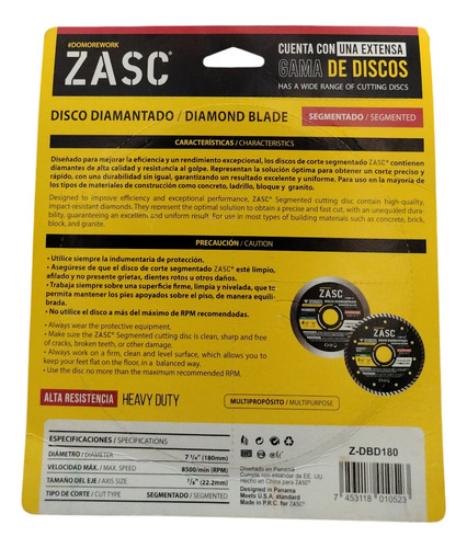 Disco Diamantado Turbo Para Cortes En Concreto 7.1/2x7/8