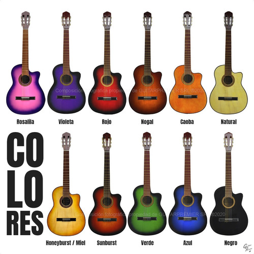 Imagen 2 de 10 de Guitarra Criolla Electroacustica Media Caja Funda Pua Envios