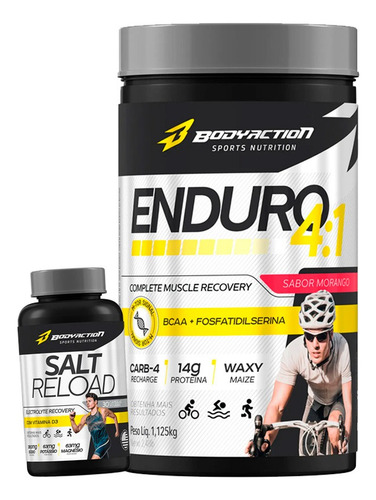 Enduro 4:1 + Salt Reload 30 Caps - Body Action Sabor Morango