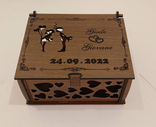 Imagem 1 de 4 de Caixa De Casamento Marrom 14x12x6,5 Mdf - 14 Unidades