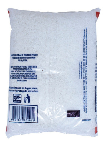 Imagen 2 de 3 de Sal Pegaso De Mar Grano Natural 1 Kg